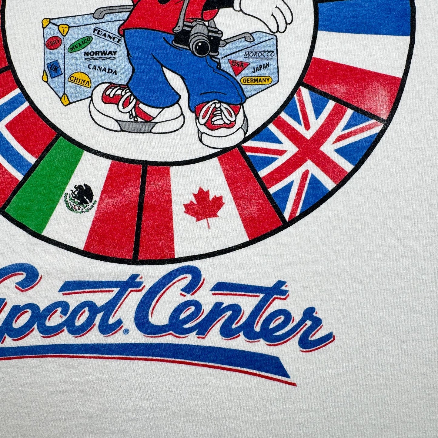 90s ディズニー ミッキー USA製 Tシャツ 国旗 白 disney L d-u-2505-040