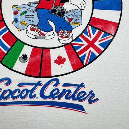 90s ディズニー ミッキー USA製 Tシャツ 国旗 白 disney L d-u-2505-040