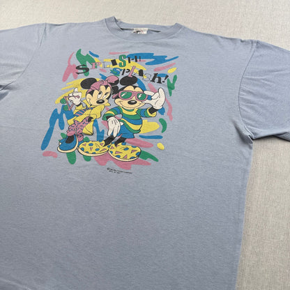 80s 90s ウォルト ディズニー Tシャツ splish splash 水色 USA製 スプラッシュマウンテン シングルステッチ オールドミッキー d-x-2505-001