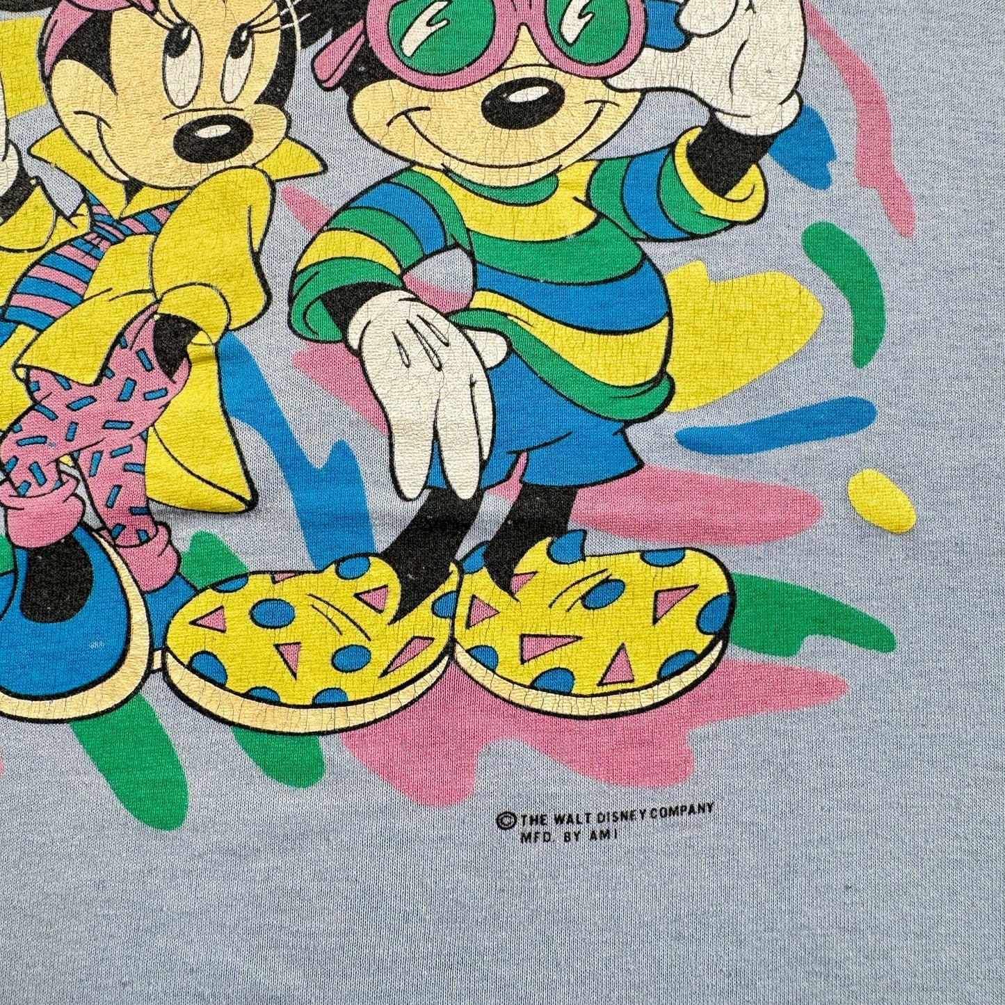 80s 90s ウォルト ディズニー Tシャツ splish splash 水色 USA製 スプラッシュマウンテン シングルステッチ オールドミッキー d-x-2505-001