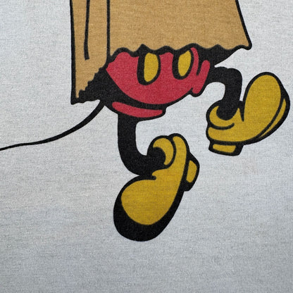 80s 90s ミッキー ディズニー USA製 紙袋ミッキー リンガー Tシャツ 袋被り 水色 シングルステッチ オールドミッキー d-x-2505-002