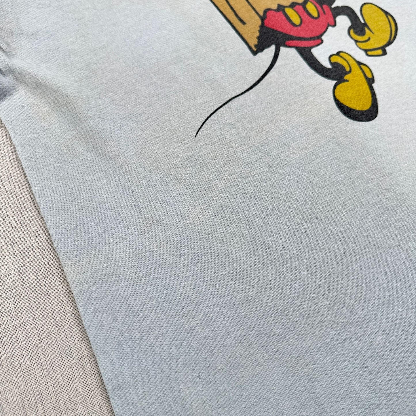 80s 90s ミッキー ディズニー USA製 紙袋ミッキー リンガー Tシャツ 袋被り 水色 シングルステッチ オールドミッキー d-x-2505-002