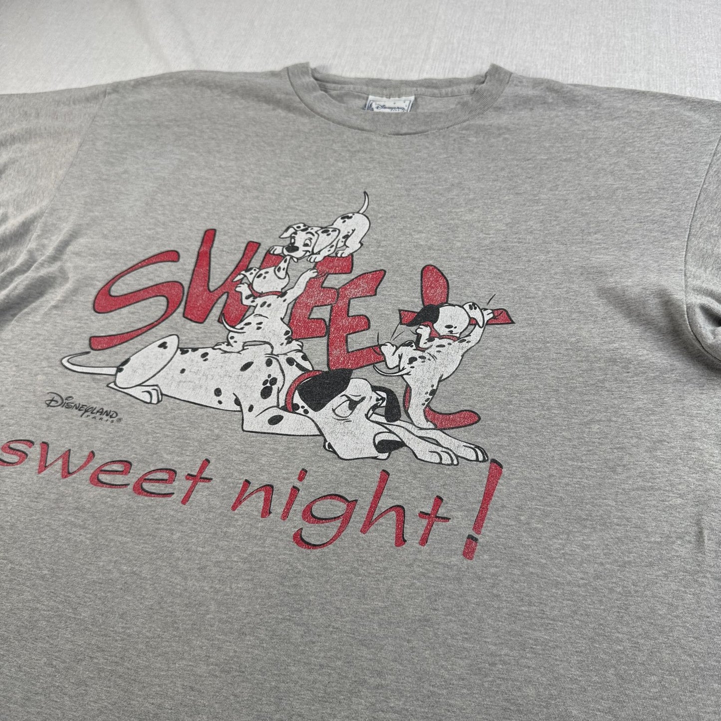 90s 00s フランス製 101匹わんちゃん ダルメシアンズ Tシャツ グレー 犬 d-x-2505-003