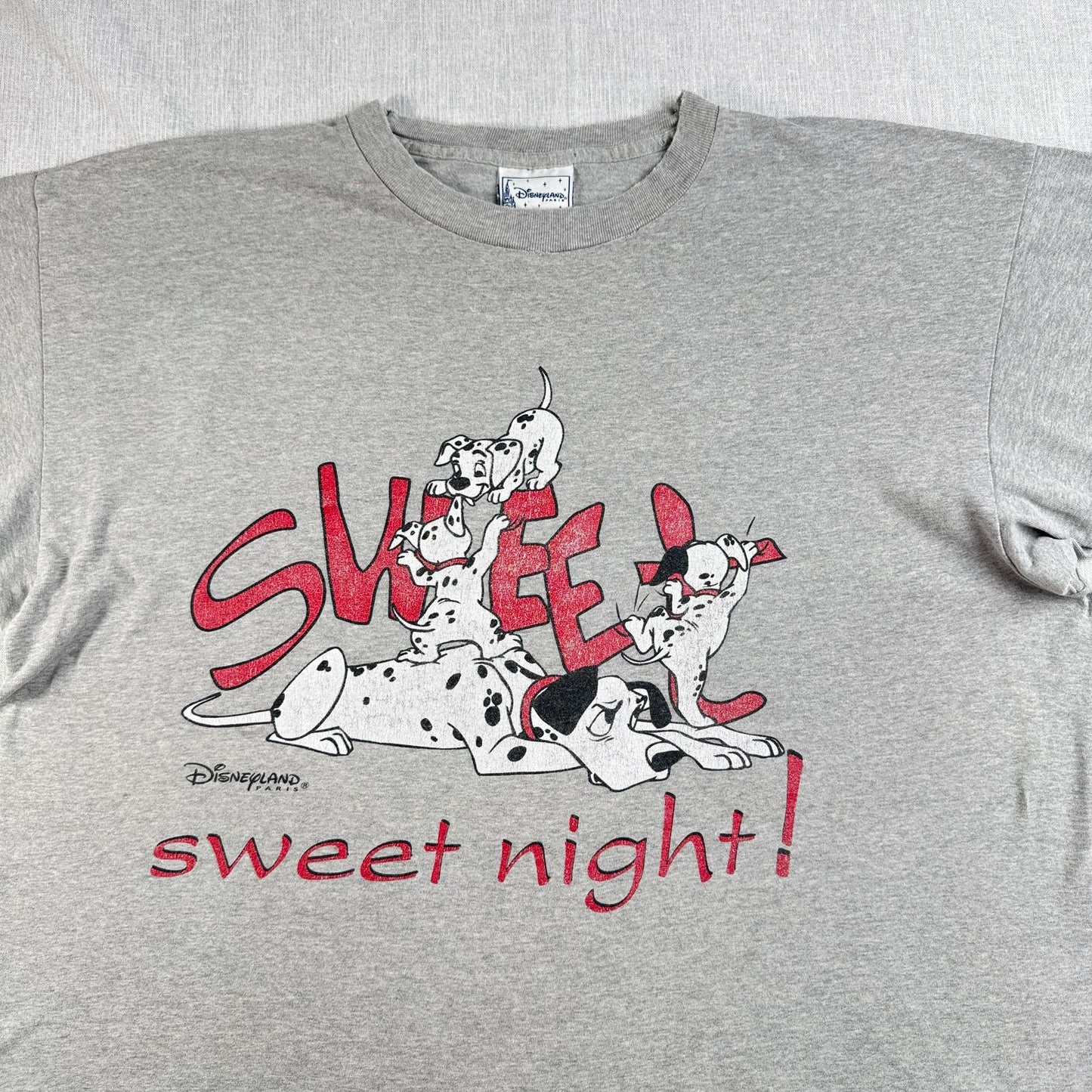 90s 00s フランス製 101匹わんちゃん ダルメシアンズ Tシャツ グレー 犬 d-x-2505-003