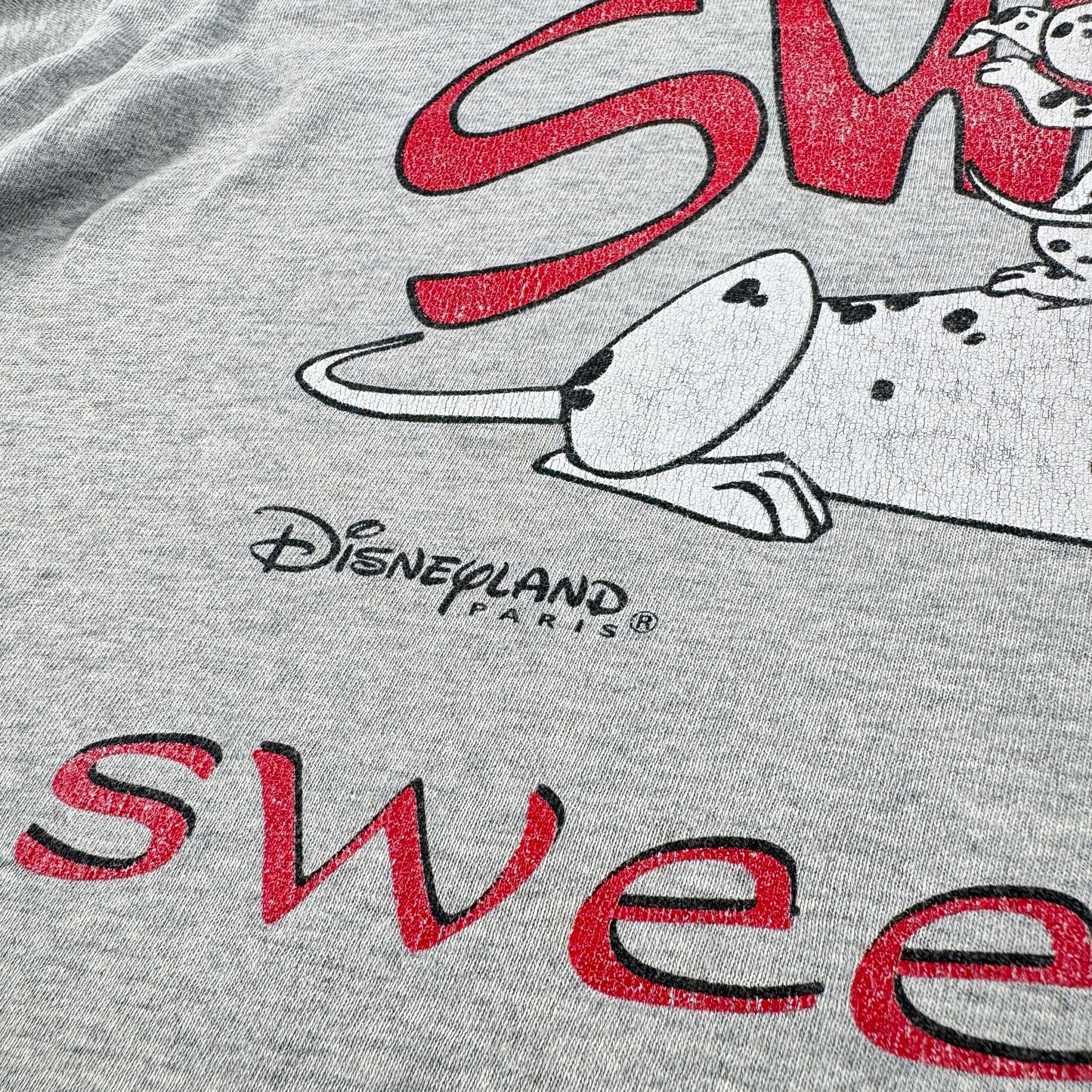 90s 00s フランス製 101匹わんちゃん ダルメシアンズ Tシャツ グレー 犬 d-x-2505-003