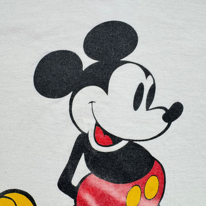 80s オールドミッキー ディズニー ミッキー リンガー Tシャツ USA製 青タグ disney L 白 d-x-2505-010