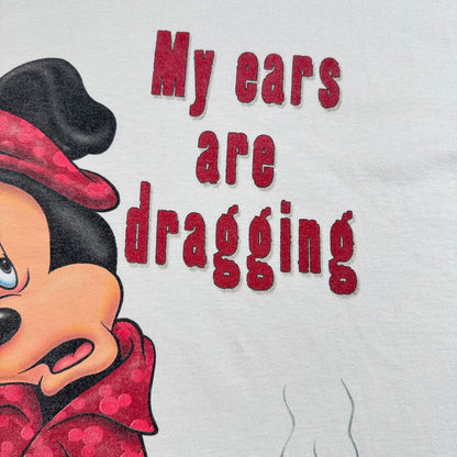 00s ミッキー Tシャツ ディズニー mickey disney 白 my ears are dragging d-x-2505-012