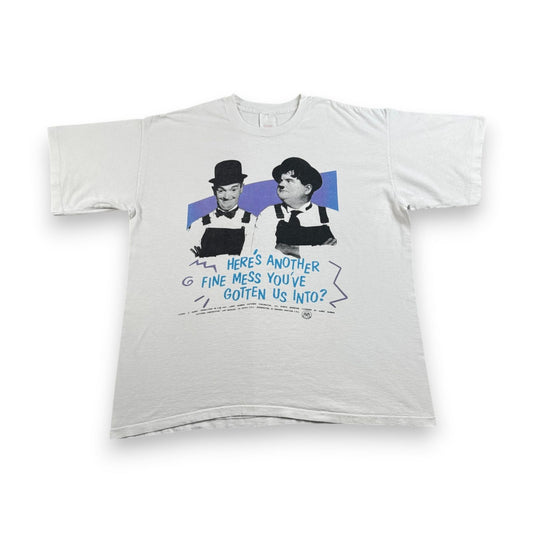 90s Laurel & Hardy コメディT 映画 ムービー Tシャツ プロモ 白 シングルステッチ m-t-2505-002