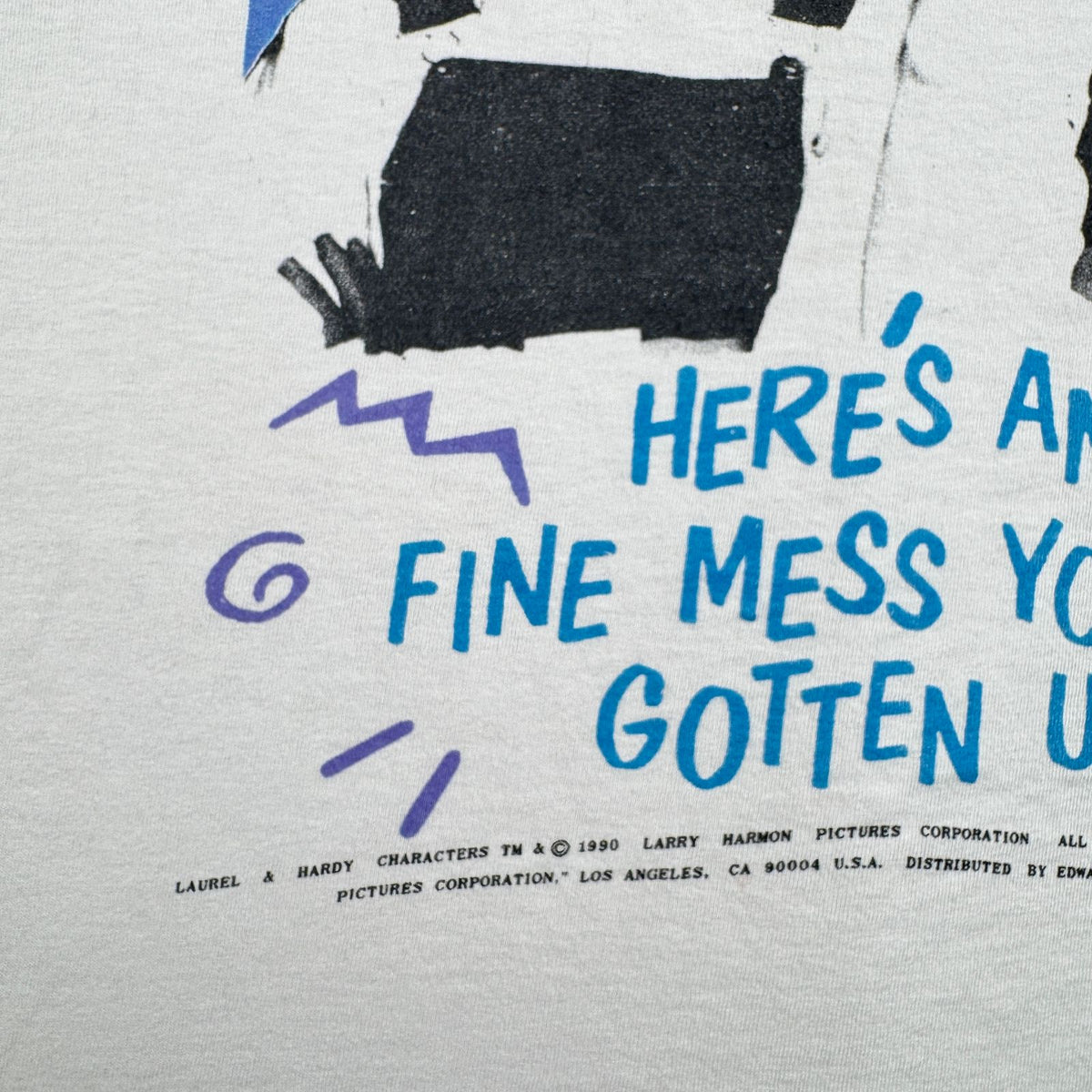 90s Laurel & Hardy コメディT 映画 ムービー Tシャツ プロモ 白 シングルステッチ m-t-2505-002