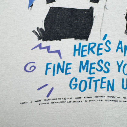 90s Laurel & Hardy コメディT 映画 ムービー Tシャツ プロモ 白 シングルステッチ m-t-2505-002