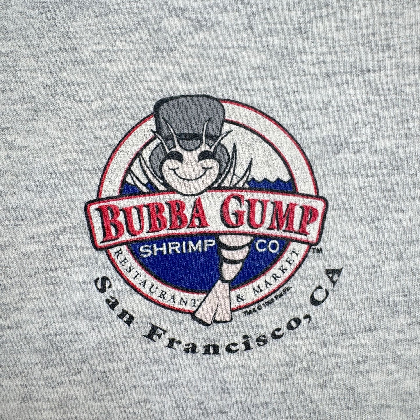 90s フォレストガンプ 映画 ムービー BUBBA GUMP SHRIMP ババガンプシュリンプ Tシャツ グレー シングルステッチ フォレスト・ガンプ m-u-2505-023