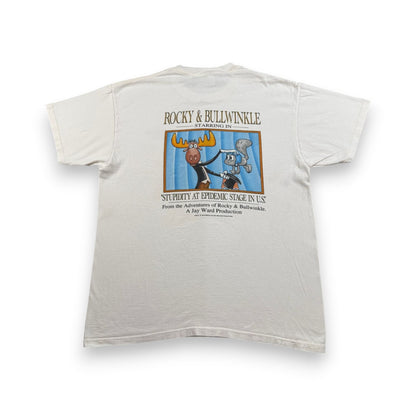 90s ユニバーサル ロッキーとブルウィンクルの大冒険 Tシャツ The Adventures of Rocky and Bullwinkle and Friends 白 m-u-2505-027