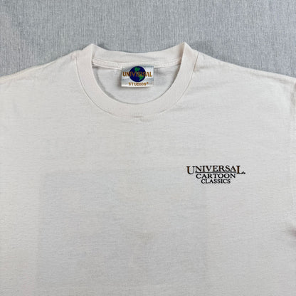 90s ユニバーサル ロッキーとブルウィンクルの大冒険 Tシャツ The Adventures of Rocky and Bullwinkle and Friends 白 m-u-2505-027