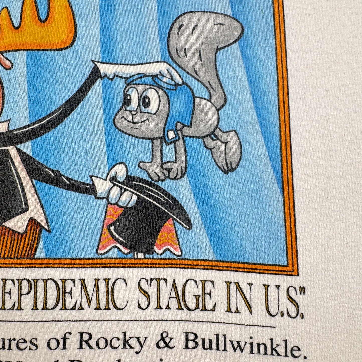 90s ユニバーサル ロッキーとブルウィンクルの大冒険 Tシャツ The Adventures of Rocky and Bullwinkle and Friends 白 m-u-2505-027