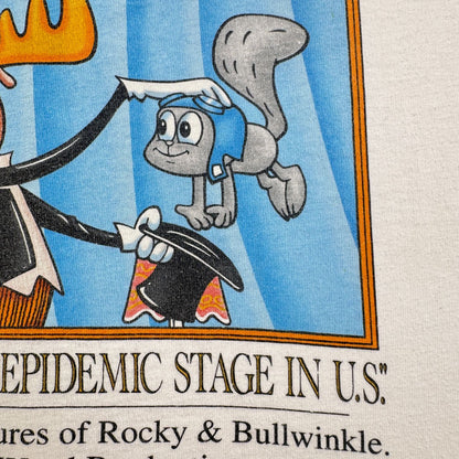 90s ユニバーサル ロッキーとブルウィンクルの大冒険 Tシャツ The Adventures of Rocky and Bullwinkle and Friends 白 m-u-2505-027