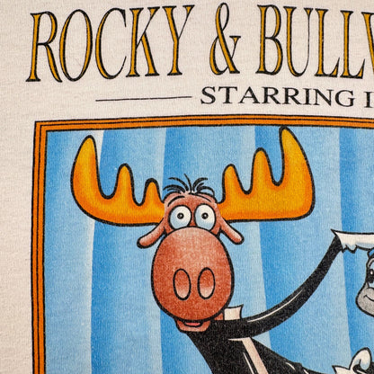 90s ユニバーサル ロッキーとブルウィンクルの大冒険 Tシャツ The Adventures of Rocky and Bullwinkle and Friends 白 m-u-2505-027