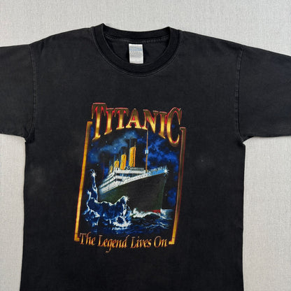 90s 00s TITANIC タイタニック 映画 Tシャツ 黒 ギルダン M レオナルドデカプリオ m-x-2505-019