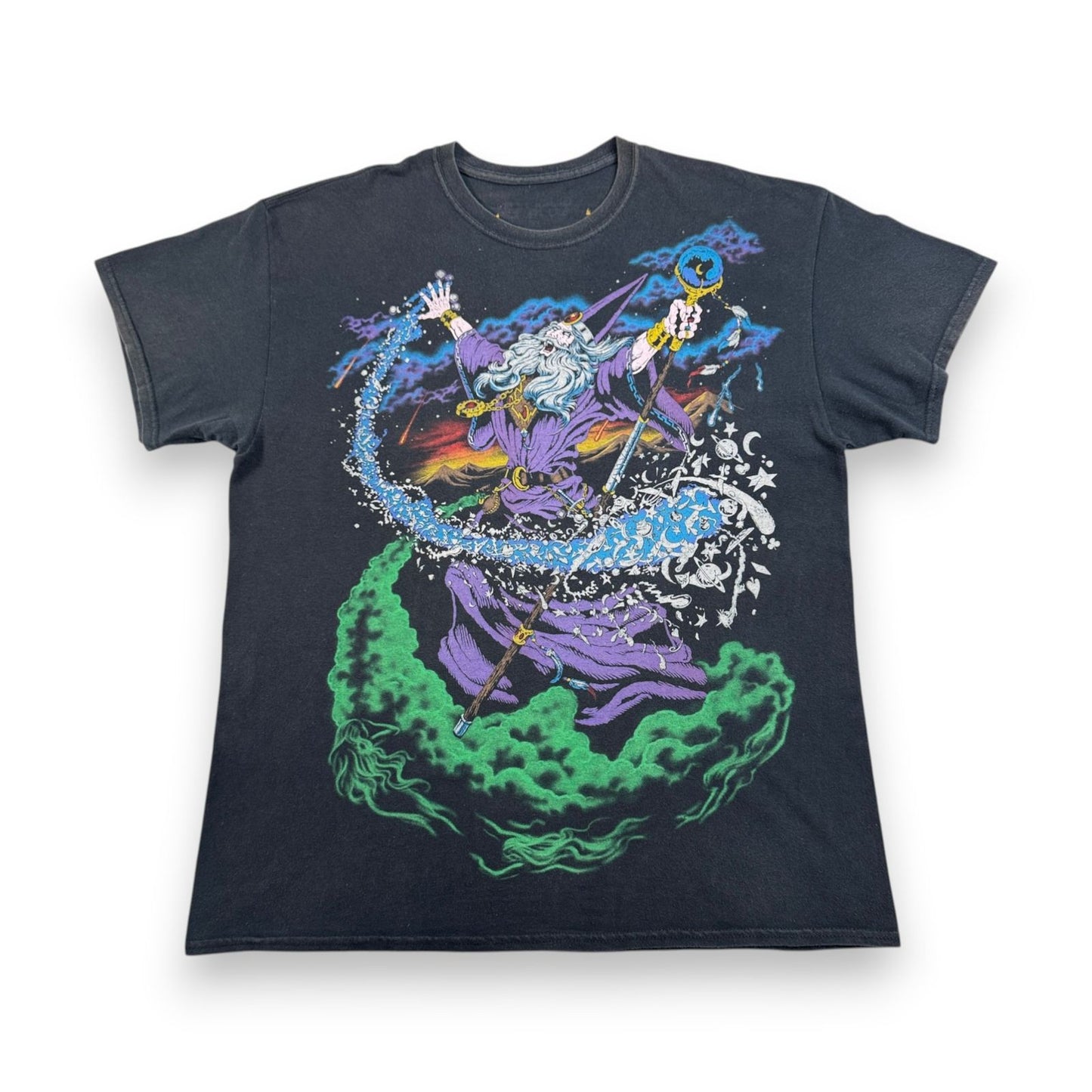 00s LIQUID BLUE リキッドブルー ウィザード WIZARD 魔法使い 黒 総柄 Tシャツ o-t-2505-001