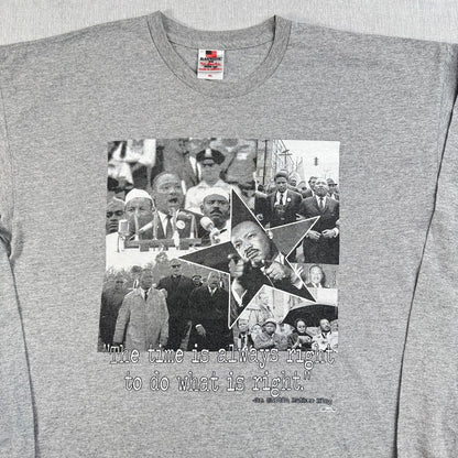 90s 00s キング牧師 Tシャツ ロンT 長袖 偉人 USA製 Dr. Martin Luther King グレー XL o-u-2505-001