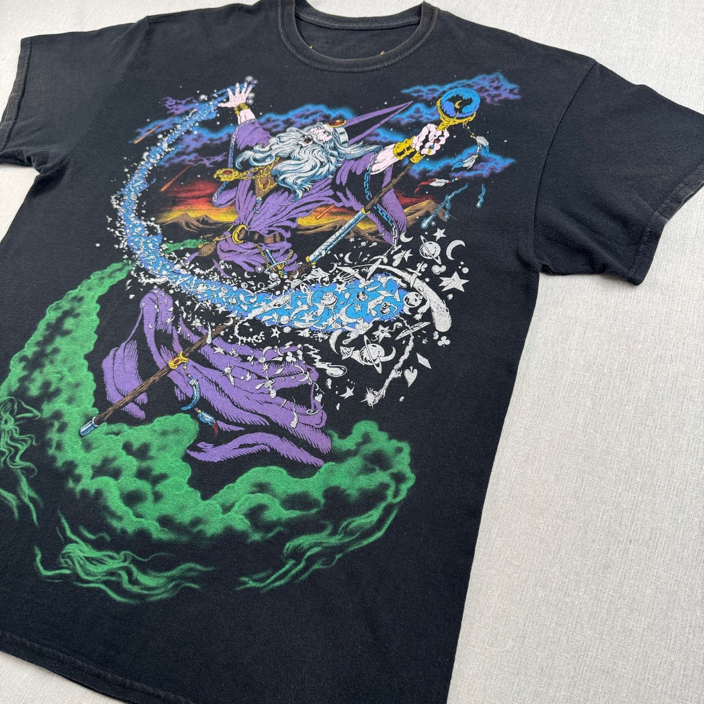 00s LIQUID BLUE リキッドブルー ウィザード WIZARD 魔法使い 黒 総柄 Tシャツ o-t-2505-001