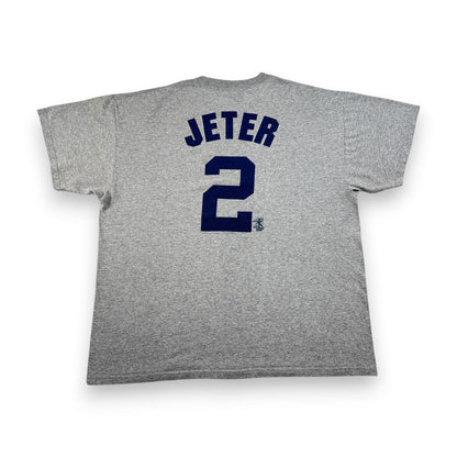 90s 00s ヤンキース Tシャツ MLB JETER デレクジーター ニューヨーク メジャー 紺 背番号2 o-u-2505-003