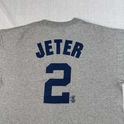 90s 00s ヤンキース Tシャツ MLB JETER デレクジーター ニューヨーク メジャー 紺 背番号2 o-u-2505-003