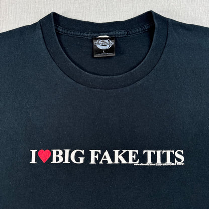 00s sik world Tシャツ メッセージT I love big fake tits 2004 黒 sikworld ストリート o-u-2505-005