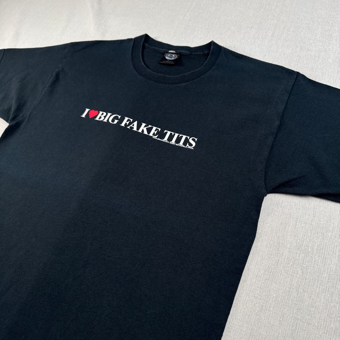 00s sik world Tシャツ メッセージT I love big fake tits 2004 黒 sikworld ストリート o-u-2505-005