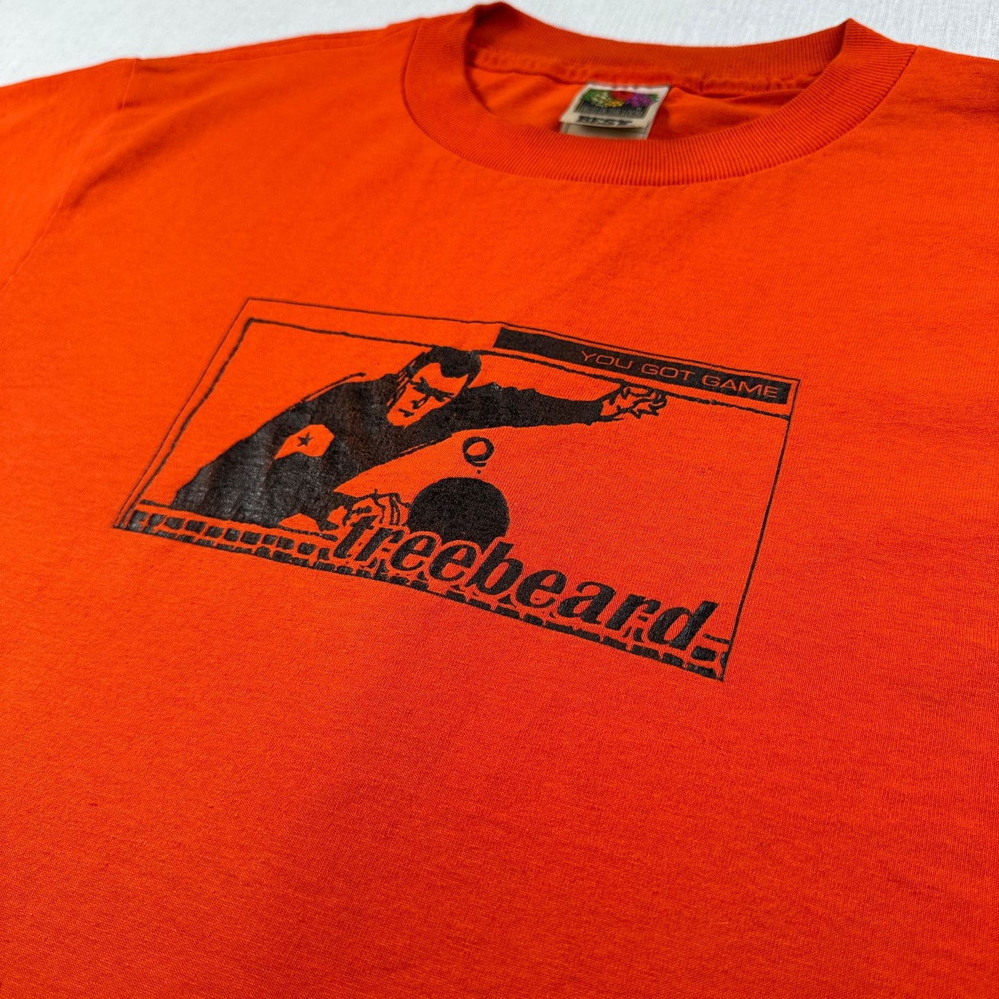 90s 00s Tシャツ オレンジ 卓球 treebeard フルーツオブザルーム カナダ製 o-u-2505-006
