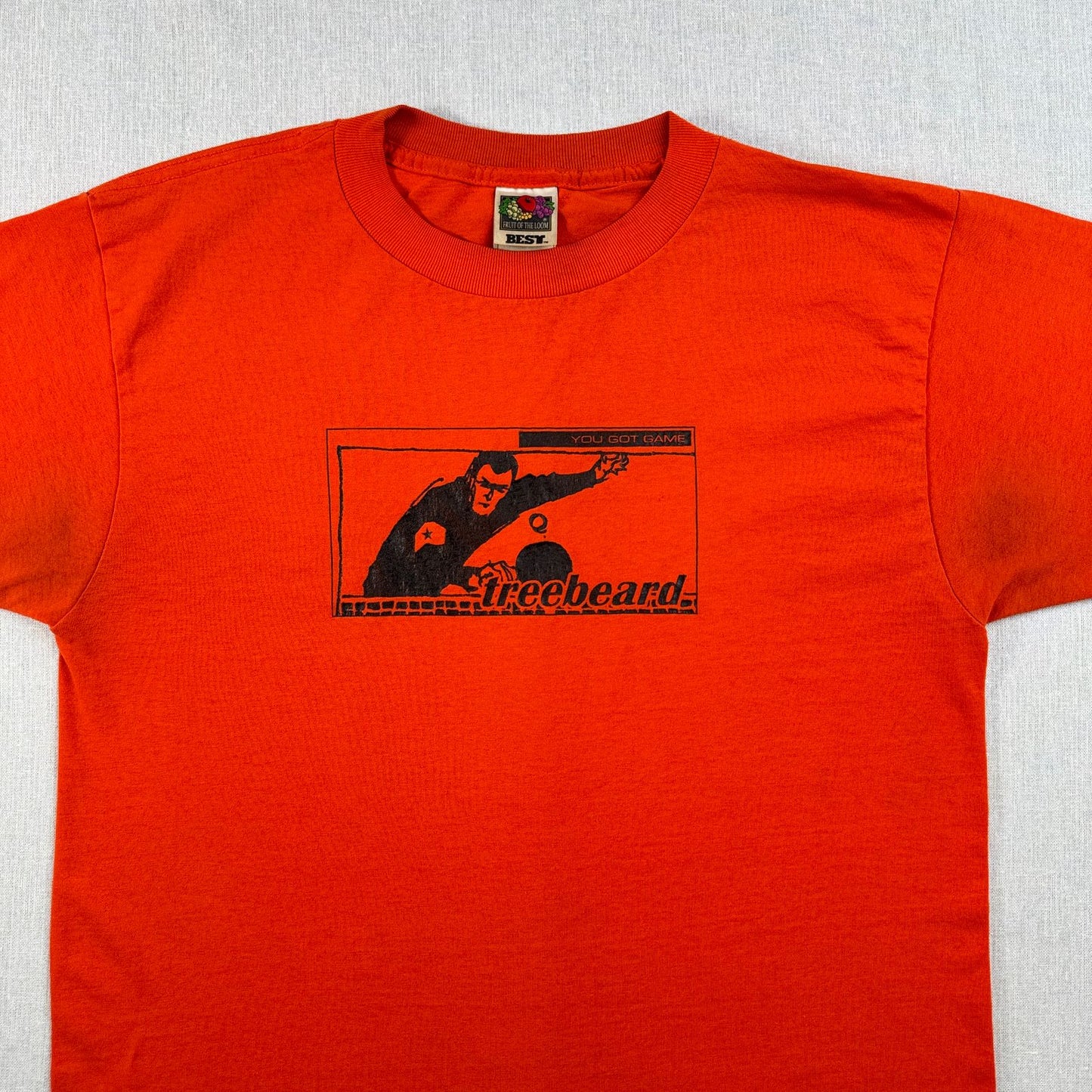 90s 00s Tシャツ オレンジ 卓球 treebeard フルーツオブザルーム カナダ製 o-u-2505-006