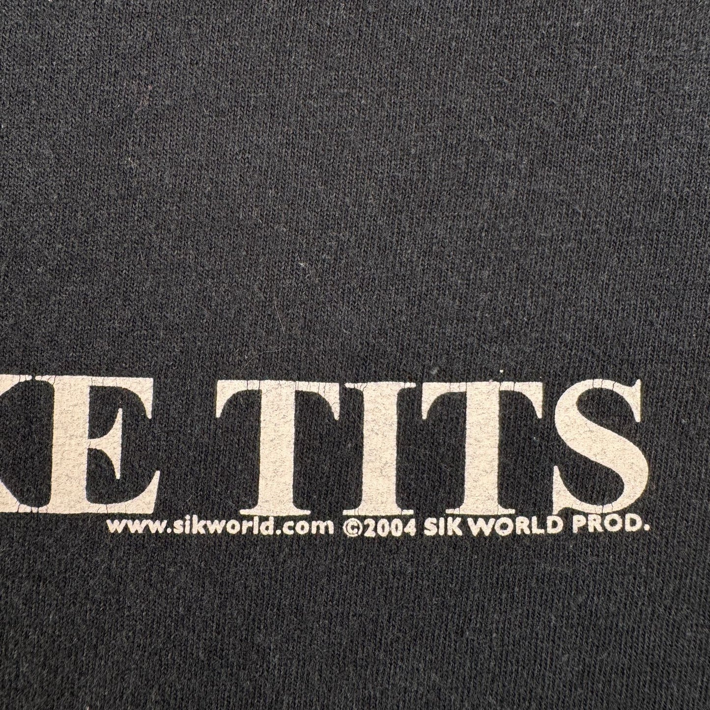 00s sik world Tシャツ メッセージT I love big fake tits 2004 黒 sikworld ストリート o-u-2505-005