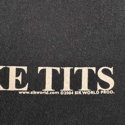 00s sik world Tシャツ メッセージT I love big fake tits 2004 黒 sikworld ストリート o-u-2505-005