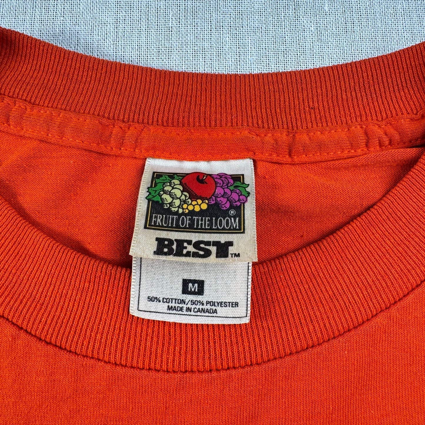 90s 00s Tシャツ オレンジ 卓球 treebeard フルーツオブザルーム カナダ製 o-u-2505-006
