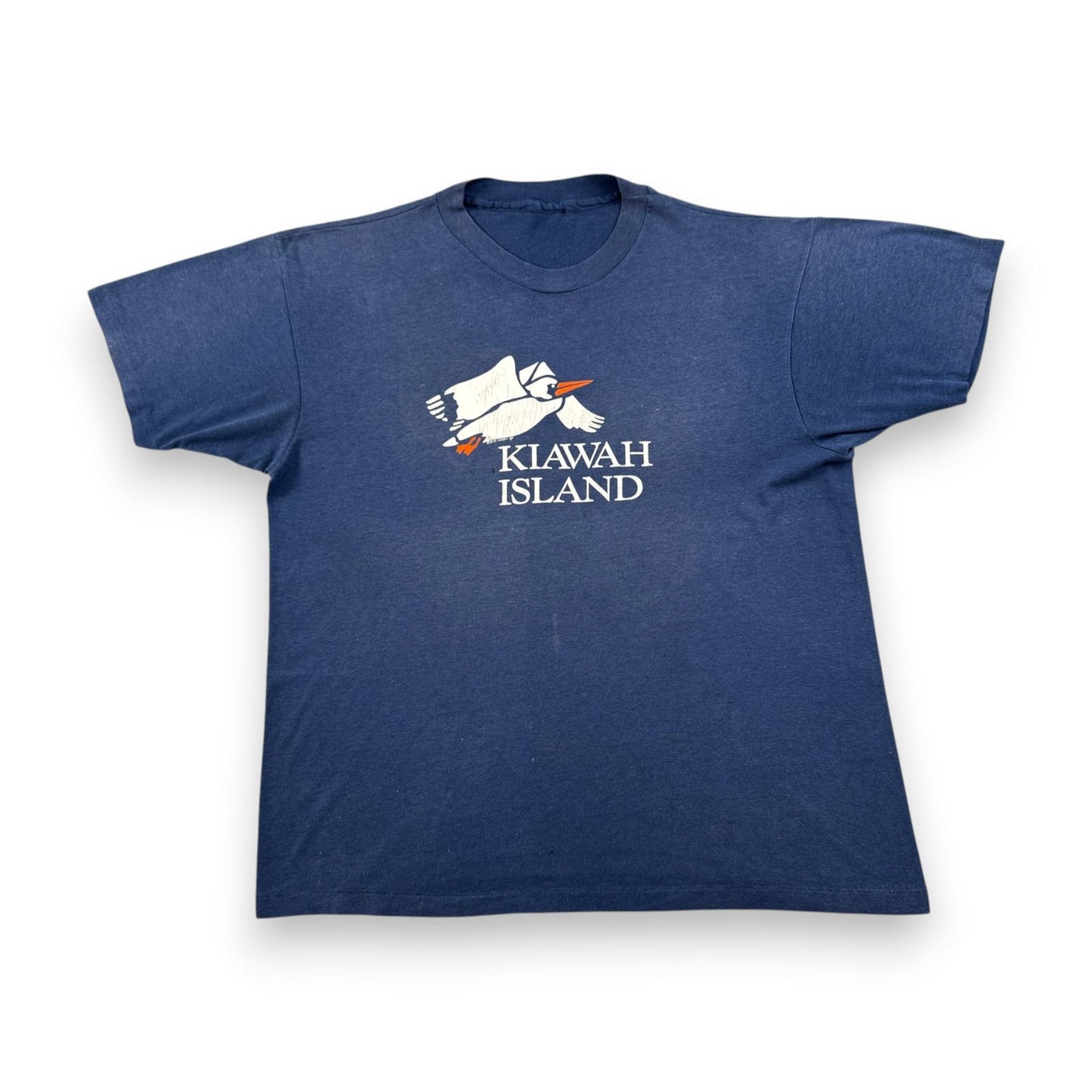 80s KIAWAH ISLAND キアワアイランド USA Tシャツ カモメ 鳥 イラスト ネイビー 1985 シングルステッチ o-u-2505-014