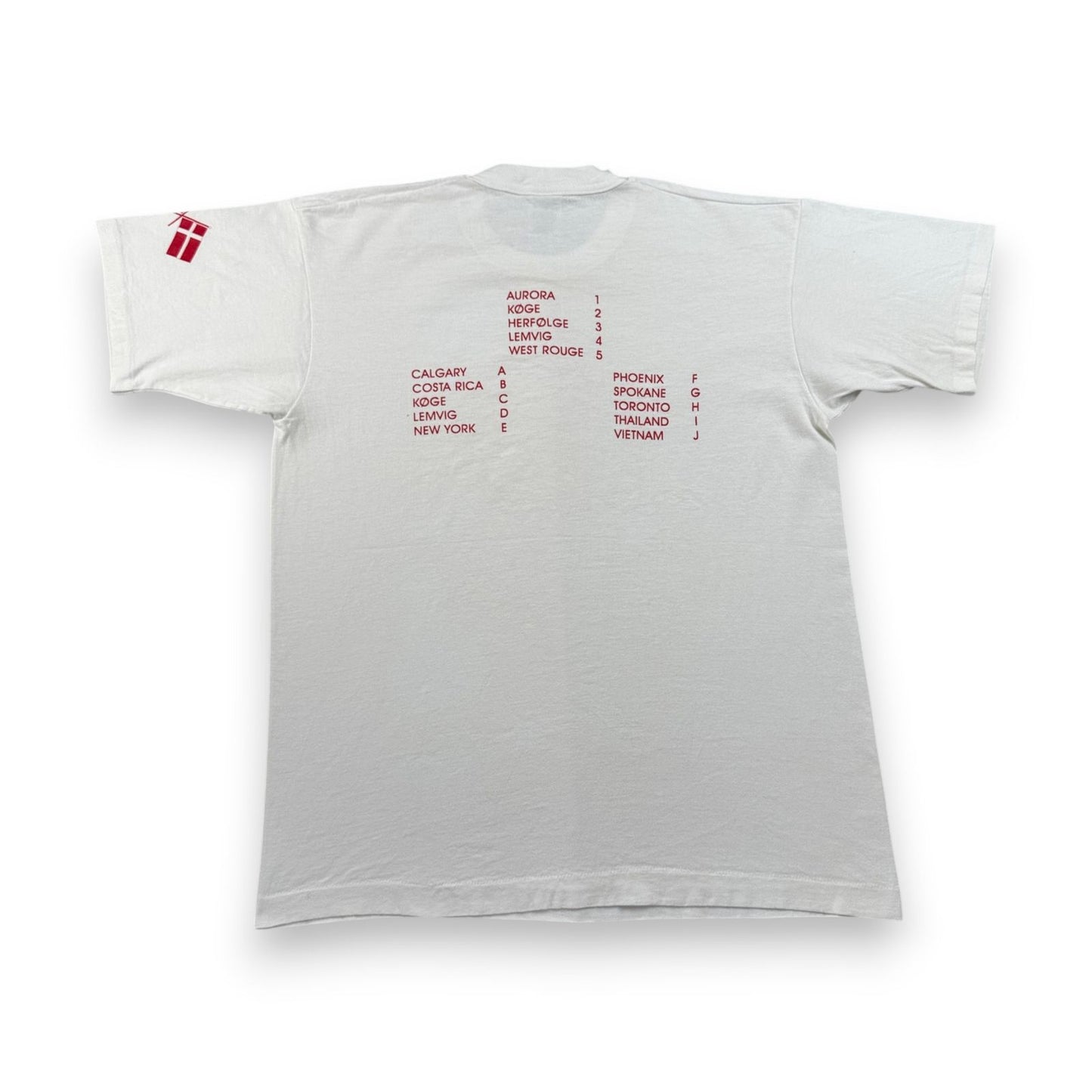 90s Tシャツ グラフ 数式 白 カナダ製 デンマーク アートT シングルステッチ o-u-2505-015