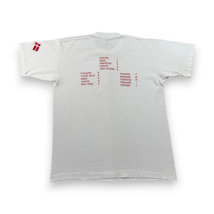 90s Tシャツ グラフ 数式 白 カナダ製 デンマーク アートT シングルステッチ o-u-2505-015