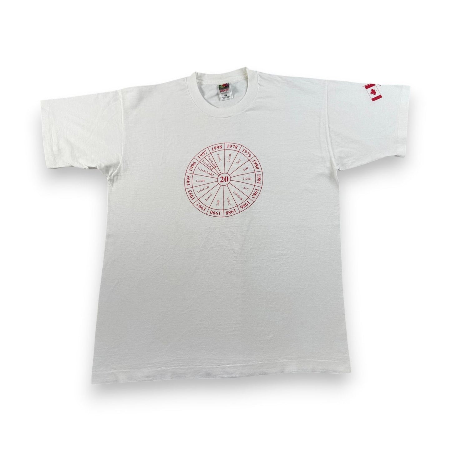 90s Tシャツ グラフ 数式 白 カナダ製 デンマーク アートT シングルステッチ o-u-2505-015