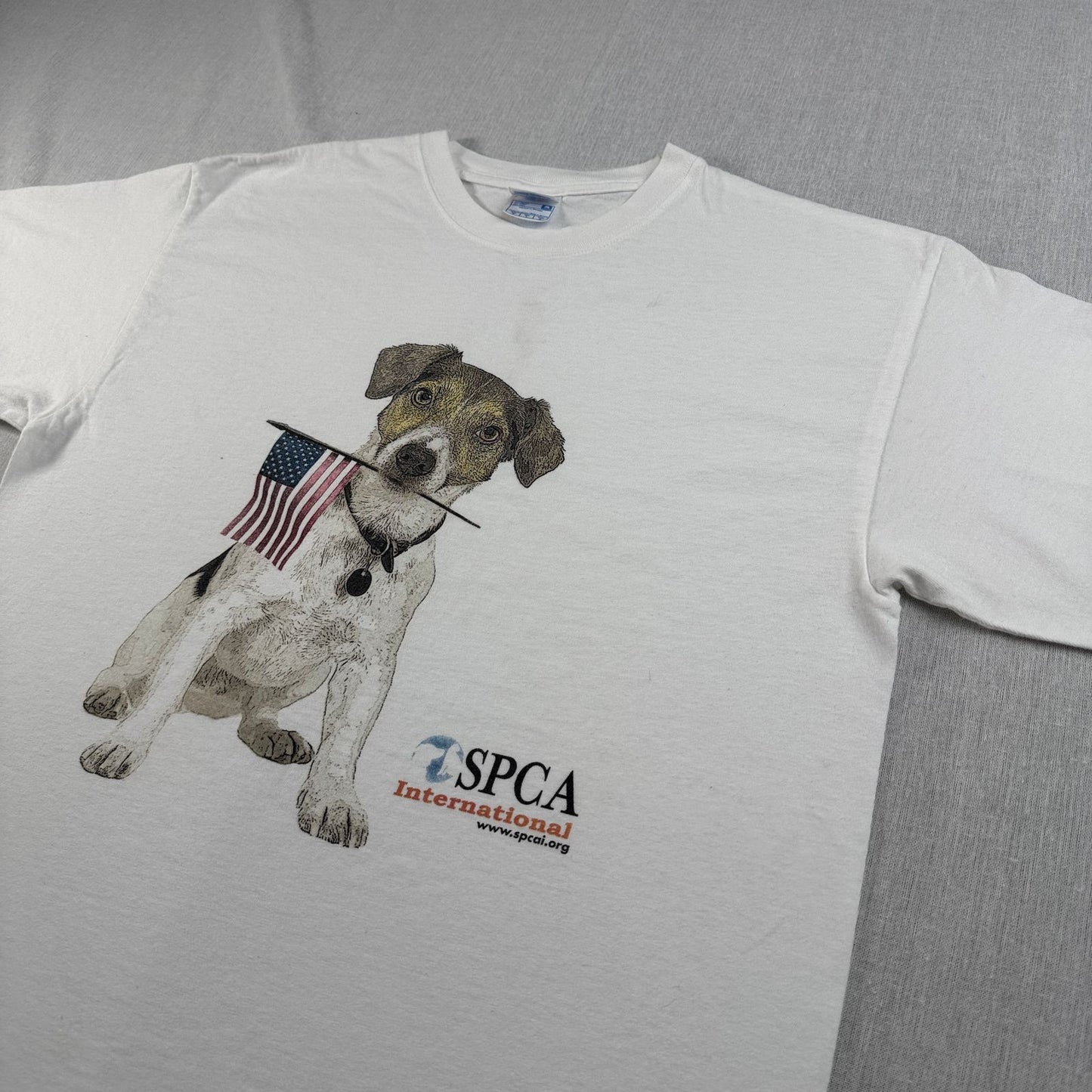 00s 星条旗 犬 SPCA YAZBEK spcai Tシャツ 白 o-u-2505-013