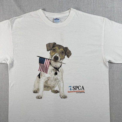 00s 星条旗 犬 SPCA YAZBEK spcai Tシャツ 白 o-u-2505-013