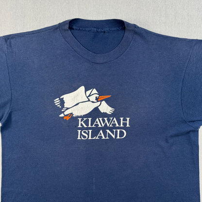 80s KIAWAH ISLAND キアワアイランド USA Tシャツ カモメ 鳥 イラスト ネイビー 1985 シングルステッチ o-u-2505-014