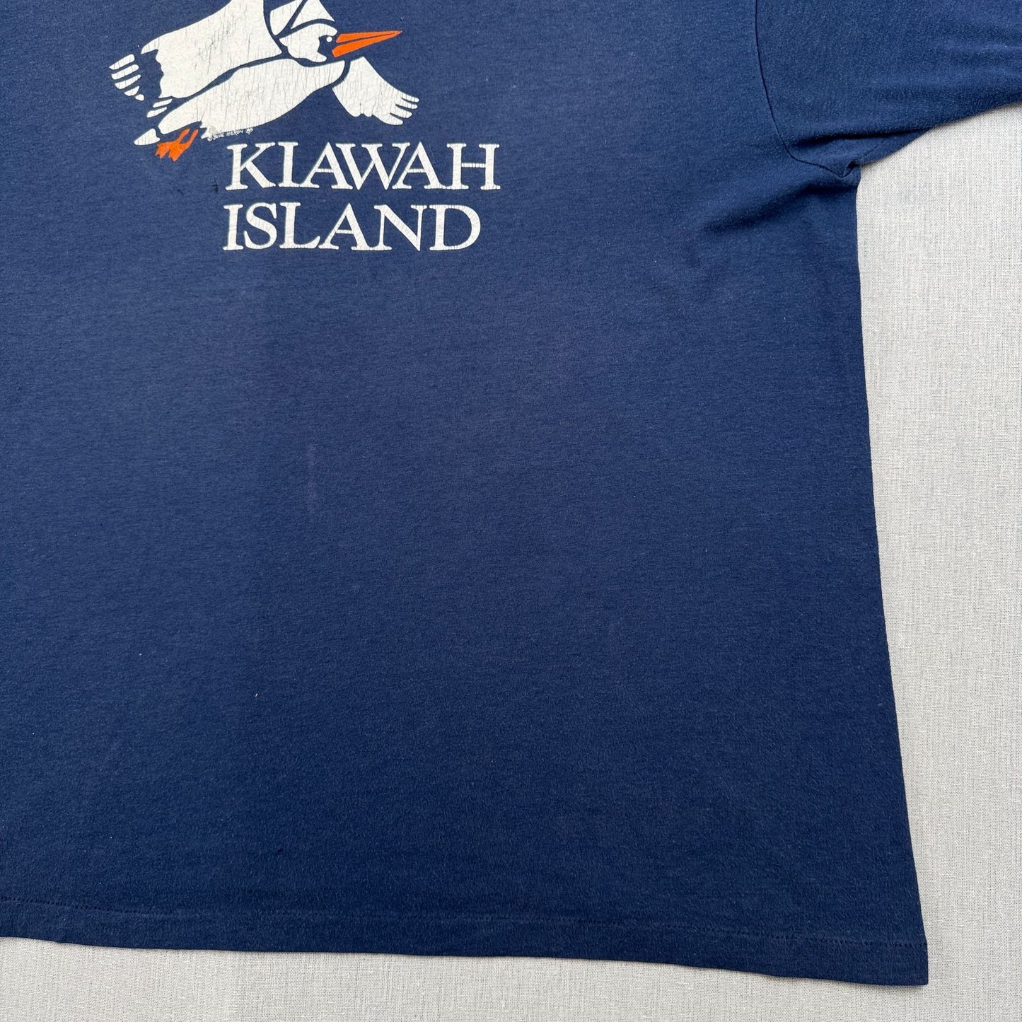 80s KIAWAH ISLAND キアワアイランド USA Tシャツ カモメ 鳥 イラスト ネイビー 1985 シングルステッチ o-u-2505-014