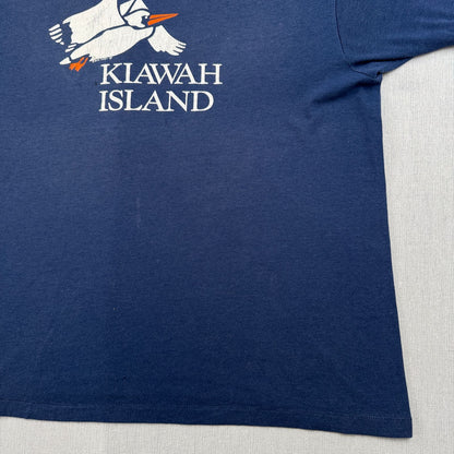 80s KIAWAH ISLAND キアワアイランド USA Tシャツ カモメ 鳥 イラスト ネイビー 1985 シングルステッチ o-u-2505-014
