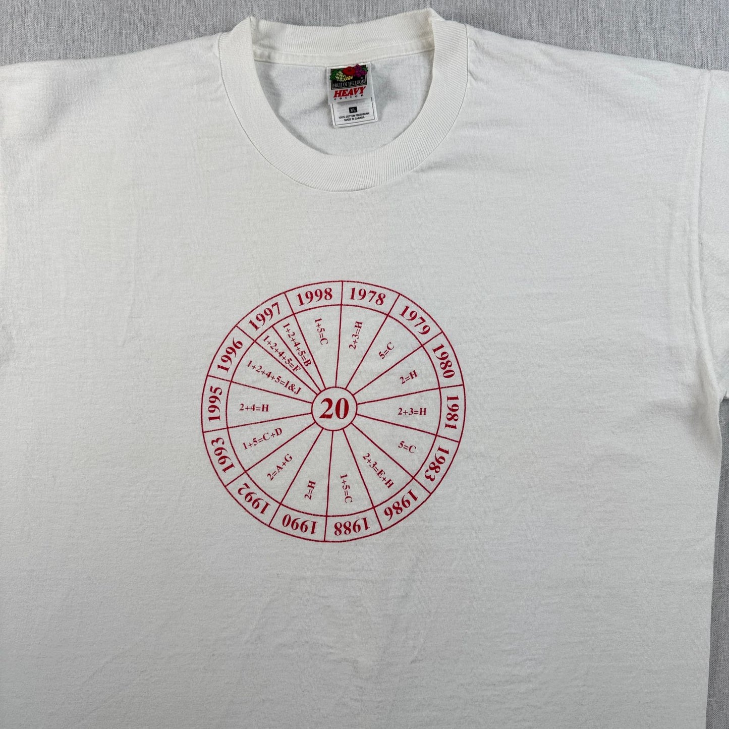 90s Tシャツ グラフ 数式 白 カナダ製 デンマーク アートT シングルステッチ o-u-2505-015
