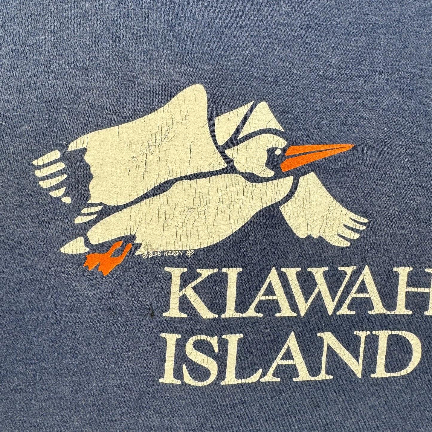 80s KIAWAH ISLAND キアワアイランド USA Tシャツ カモメ 鳥 イラスト ネイビー 1985 シングルステッチ o-u-2505-014