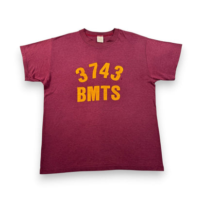 70s 80s BMTS マルーン USAAF あずき色 Tシャツ ミリタリー トレーニングシャツ USA製 L 3743 シングルステッチ o-u-2505-016