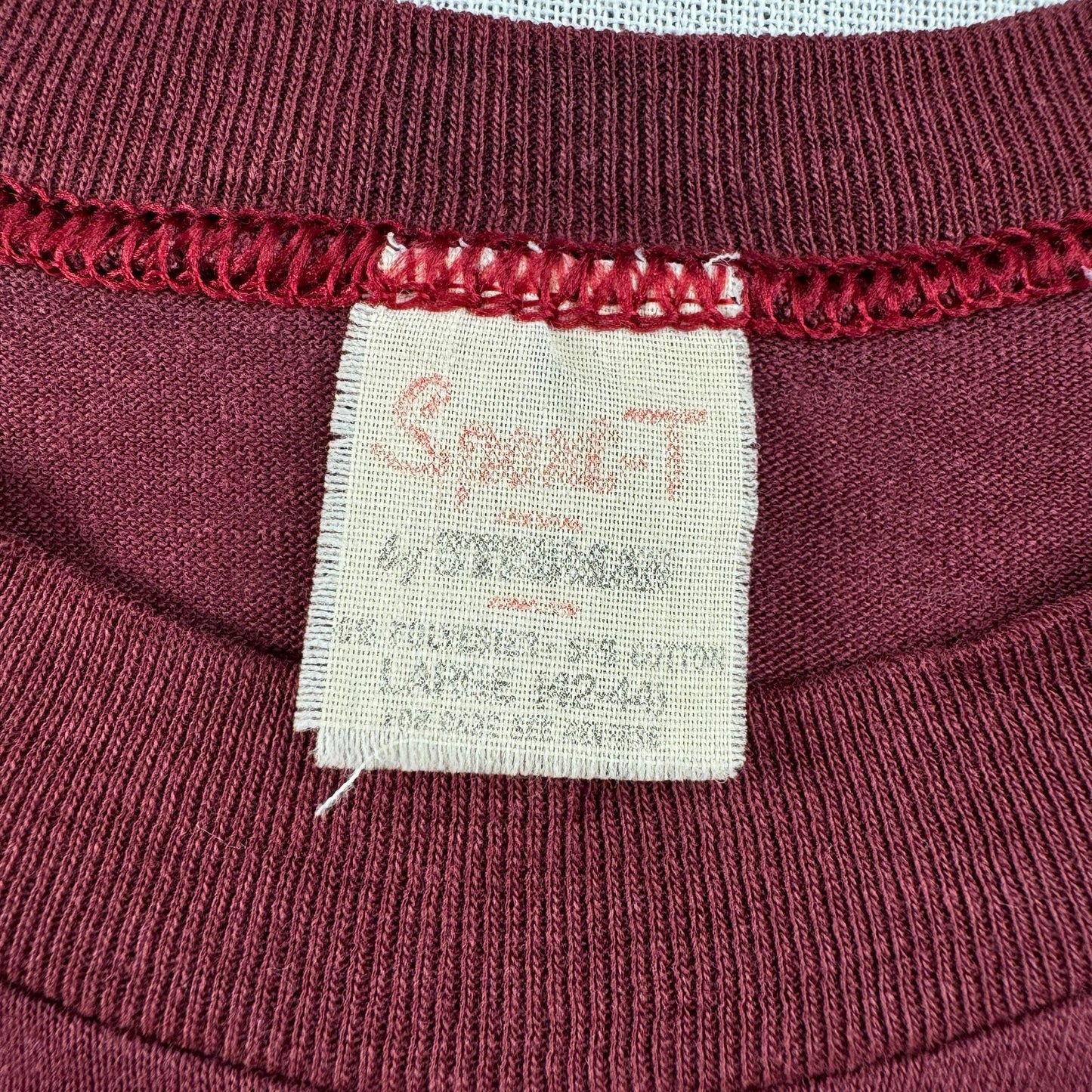 70s 80s BMTS マルーン USAAF あずき色 Tシャツ ミリタリー トレーニングシャツ USA製 L 3743 シングルステッチ o-u-2505-016