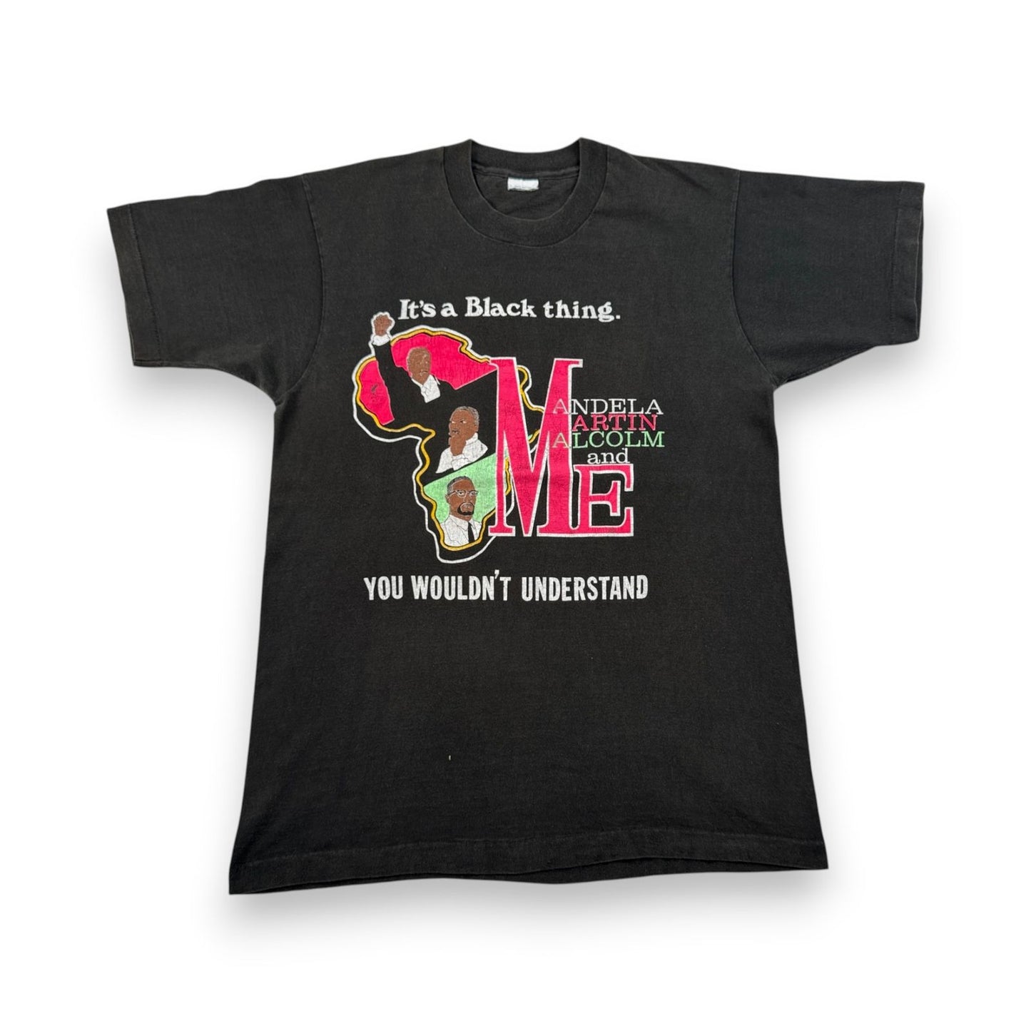 80s 90s マルコムX キング牧師 マンデラ ブラックヒストリー ブラックカルチャー Tシャツ 黒 USA製 シングルステッチ malcom martin mandela o-u-2505-018