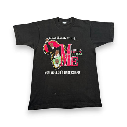 80s 90s マルコムX キング牧師 マンデラ ブラックヒストリー ブラックカルチャー Tシャツ 黒 USA製 シングルステッチ malcom martin mandela o-u-2505-018