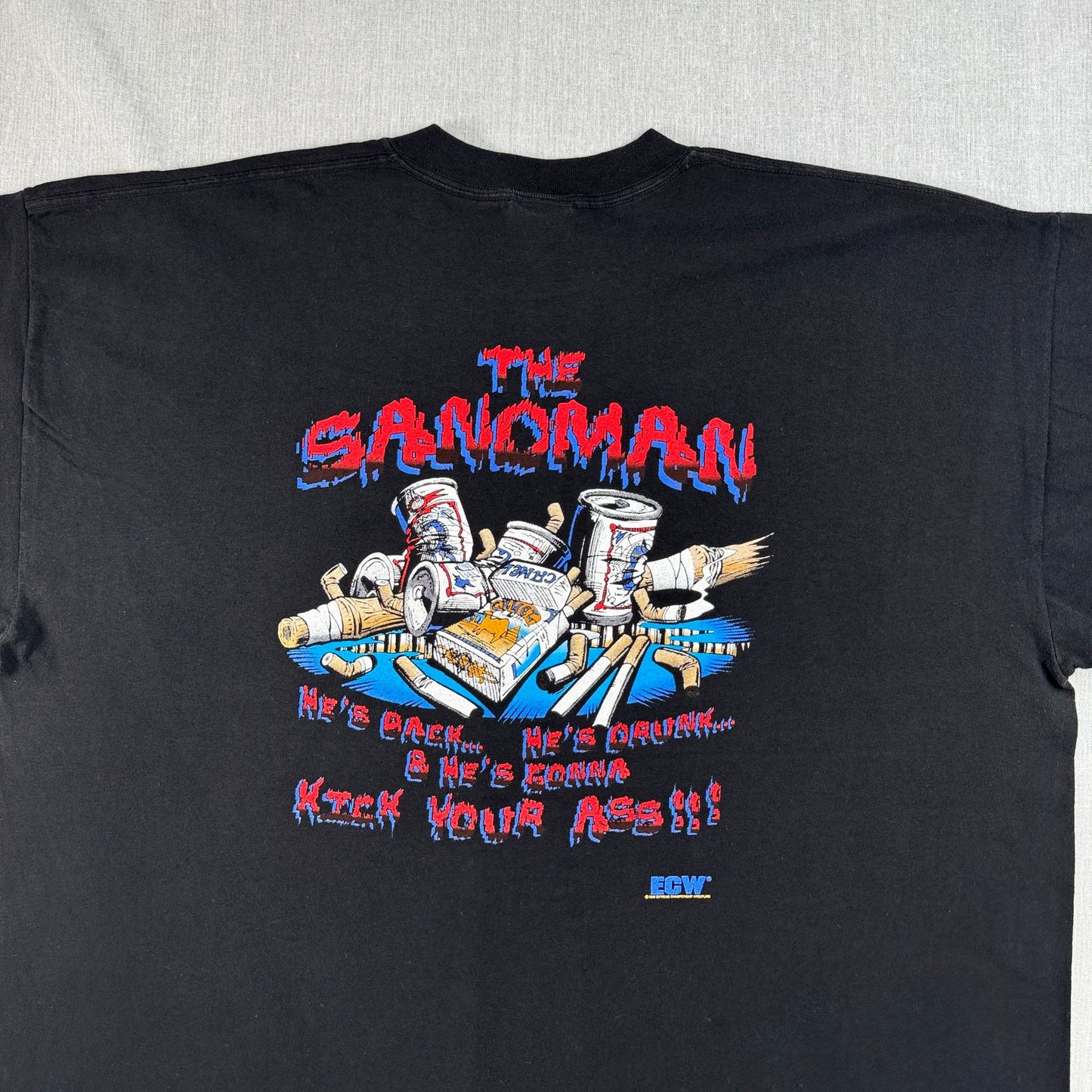 90s 00s プロレス ECW Sandman Drunk 24-7 サンドマン Tシャツ 2000 XXL 酒 タバコ camel o-u-2505-021