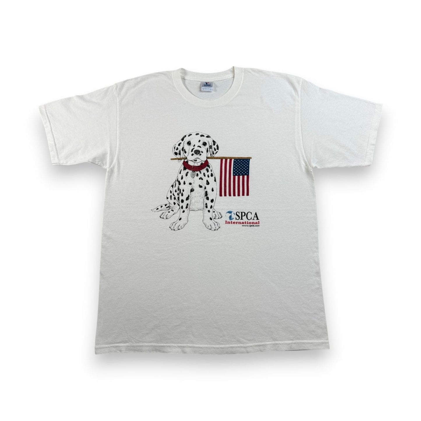 00s 星条旗 犬 SPCA ダルメシアン YAZBEK spcai Tシャツ 白 L o-u-2505-024